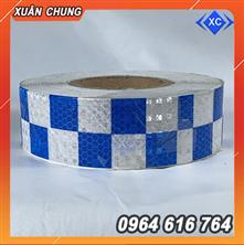 Đề can phản quang sọc caro trắng xanh